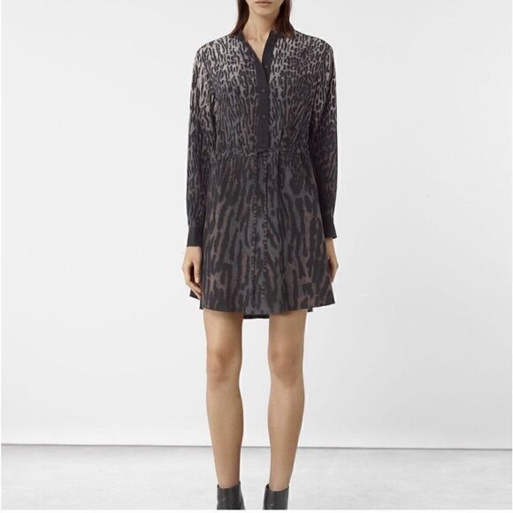 AllSaints Women's Sanko Sinai 100% Silk Dress Sz 0 - Picture 1 of 5